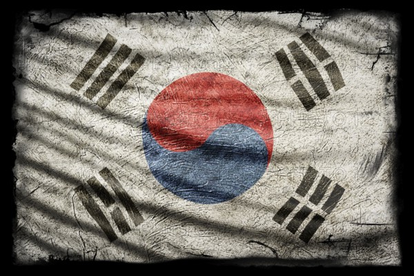 South Korea Flag, Grunge Texture Background