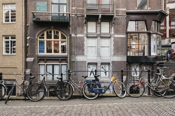 Utrecht, Netherlands, August 4, 2016: Bicycles in street in historic centre of Utrecht, the Netherlands