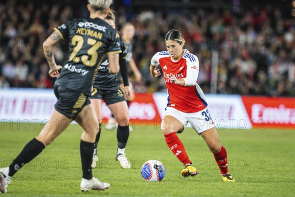 MELBOURNE, AUSTRALIA, MAY 24: Kyra Cooney-Cross of Arsenal Women FC whilst playing the A-League All Stars Women team during the Global Football Week at Marvel Stadium on May 24, 2024 in Melbourne, Australia, Oceania