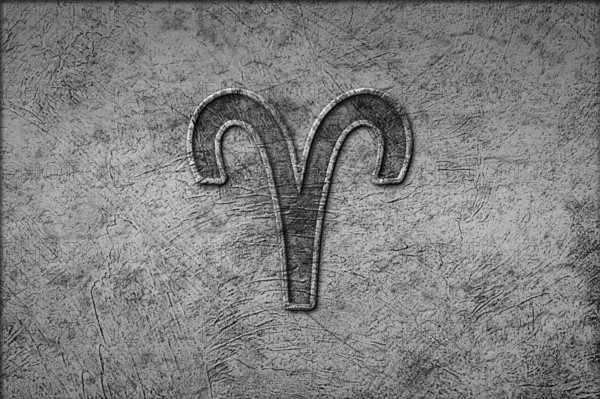 Aries horoscope symbol, Aries vintage style zodiac sign