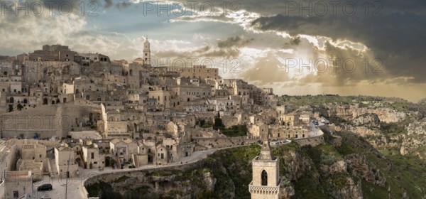 Panoramic view of the famous Sassi di Matera, Italy, Europe