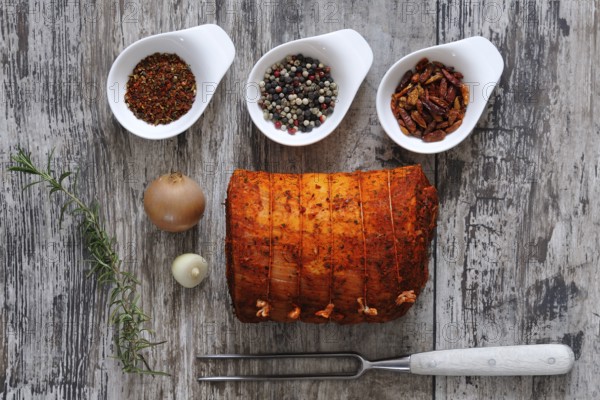 Stuffed pork belly with spices