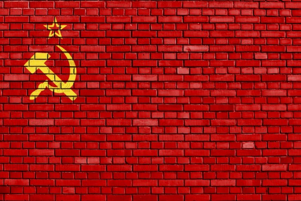 Flag of Soviet Union 1924-1936 painted on brick wall