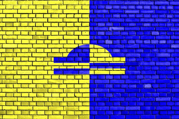 Flag of Ede painted on brick wall