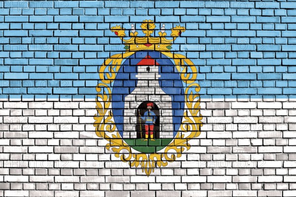 Flag of Kiskunfelegyhaza painted on brick wall