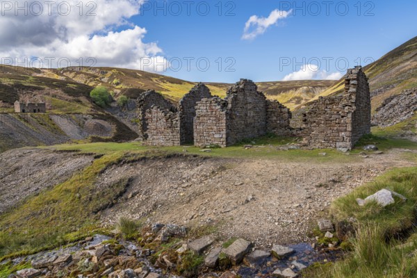 The remains of the Bunton Mine Shop near Gunnerside, North Yorkshire, England, UK