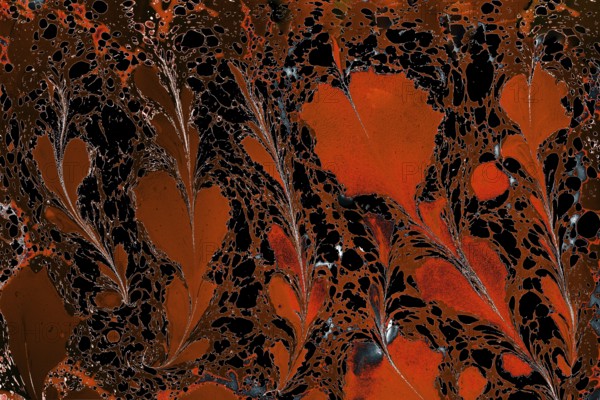 Ebru Marbling texture with floral patterns