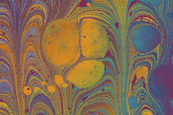 Abstract marbling floral pattern for fabric, tile design. background texture