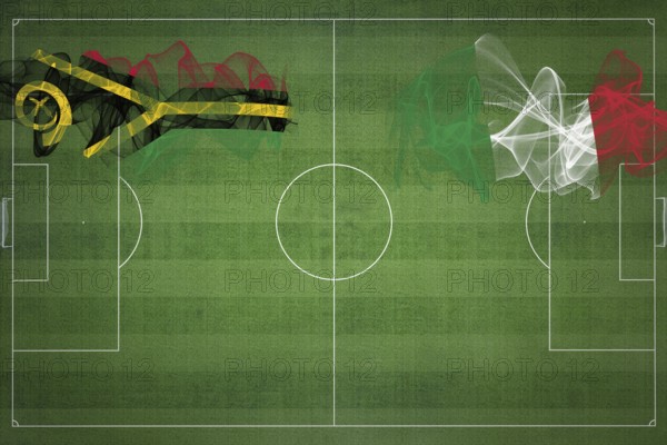 Vanuatu vs Italy Soccer Match, national colors, national flags, soccer field, football game, Competition concept, Copy space