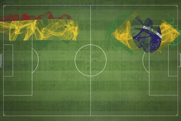 Bolivia vs Brazil Soccer Match, national colors, national flags, soccer field, football game, Competition concept, Copy space