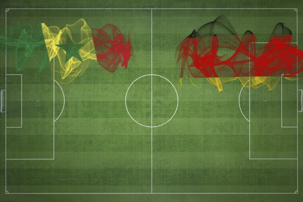 Senegal vs Germany Soccer Match, national colors, national flags, soccer field, football game, Competition concept, Copy space