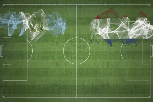 Guatemala vs Netherlands Soccer Match, national colors, national flags, soccer field, football game, Competition concept, Copy space