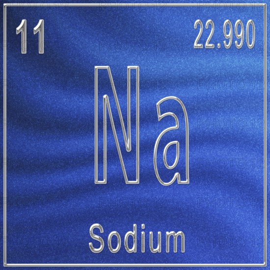 Sodium chemical element, Sign with atomic number and atomic weight, Periodic Table Element