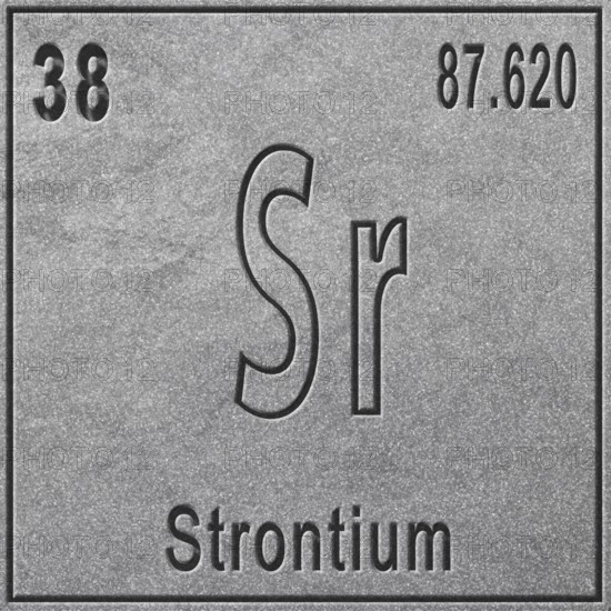 Strontium chemical element, Sign with atomic number and atomic weight, Periodic Table Element, silver background