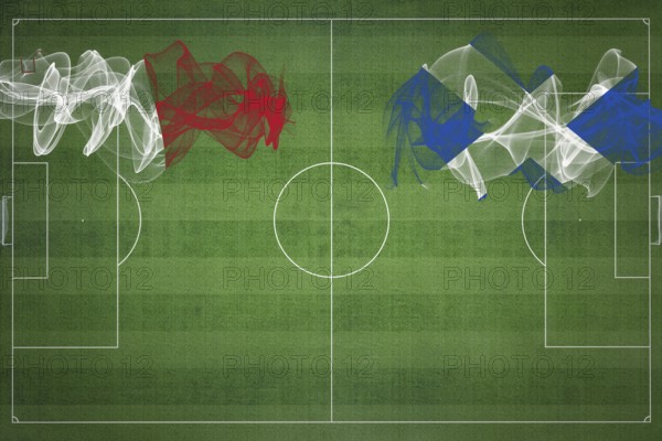 Malta vs Scotland Soccer Match, national colors, national flags, soccer field, football game, Competition concept, Copy space