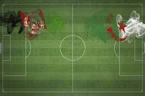 Afghanistan vs Algeria Soccer Match, national colors, national flags, soccer field, football game, Competition concept, Copy space