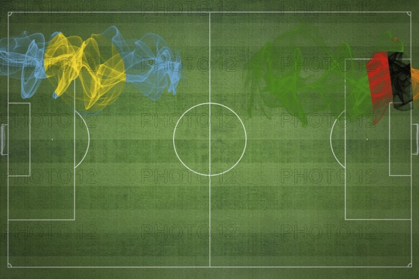 Palau vs Zambia Soccer Match, national colors, national flags, soccer field, football game, Competition concept, Copy space