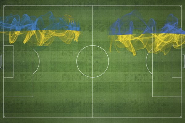 Rwanda vs Ukraine Soccer Match, national colors, national flags, soccer field, football game, Competition concept, Copy space