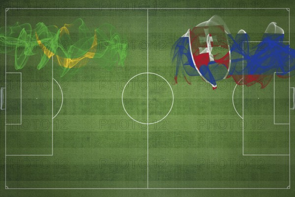Mauritania vs Slovakia Soccer Match, national colors, national flags, soccer field, football game, Competition concept, Copy space