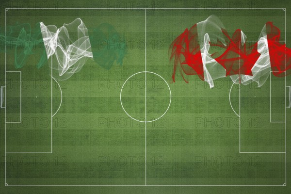 Nigeria vs Canada Soccer Match, national colors, national flags, soccer field, football game, Competition concept, Copy space
