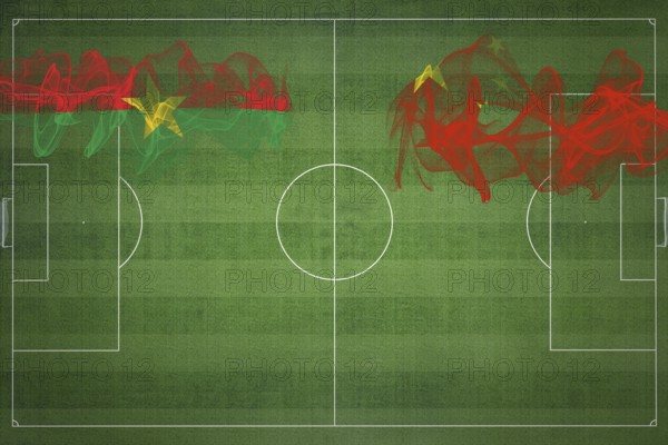 Burkina Faso vs China Soccer Match, national colors, national flags, soccer field, football game, Competition concept, Copy space