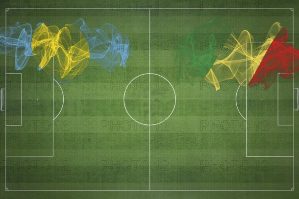 Palau vs Congo Soccer Match, national colors, national flags, soccer field, football game, Competition concept, Copy space
