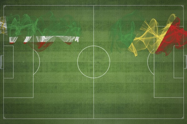 Chechnya vs Congo Soccer Match, national colors, national flags, soccer field, football game, Competition concept, Copy space