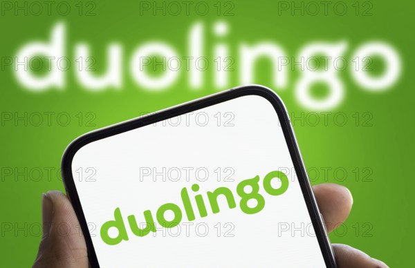 Dhaka, Bangladesh- 6 Jan 2025: Duolingo logo is displayed on smartphone. Duolingo Inc is an American educational technology company that produces learning apps and provides language certification