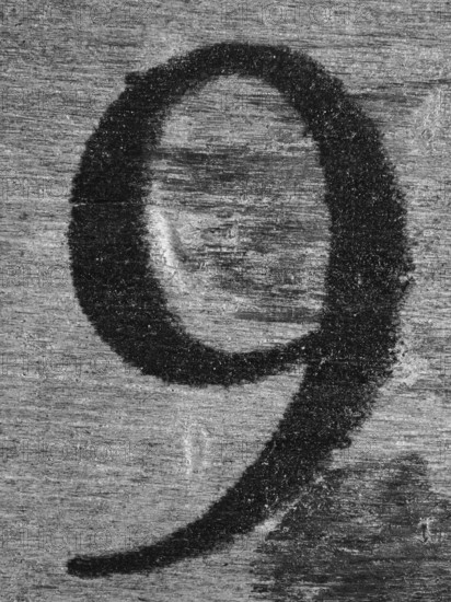 Vintage number 9, digit, anniversary, birthday, black and white, North Rhine-Westphalia, Germany, Europe