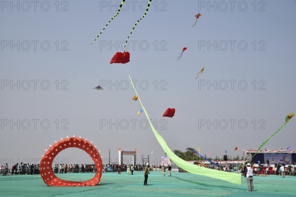 International Kite Festival, Tithal, Valsad, Gujarat, India, Asia