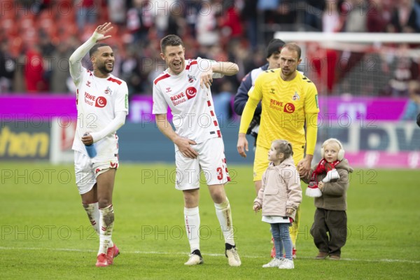 (DFL/DFB REGULATES PROHIBIT ANY USE OF PHOTOGRAPHS AS IMAGE SEQUENCES AND/OR QUASI-VIDEO), RheinEnergieStadion, Cologne, North Rhine-Westphalia, Linton Maina (1.FC Köln, midfield, #37), Dominique Heintz (1.FC Köln, defence, #3), Marvin Schwäbe (1.FC Köln, goalkeeper, #1), 2nd Bundesliga, 1.FC Köln, SV 07 Elversberg on 25.01.2025 at the RheinEnergieStadion in Cologne Germany
