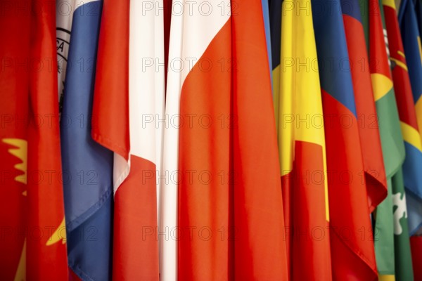 Some world national flags shot from an angle