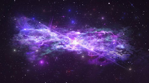 Universe with Galaxy, Stars and Colorful Nebula on Dark Starry Background
