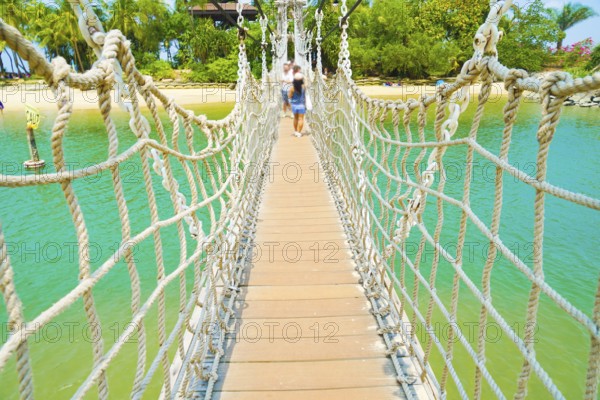 Suspension bridge of Singapore Sentosa Island. Shooting Location: Singapore