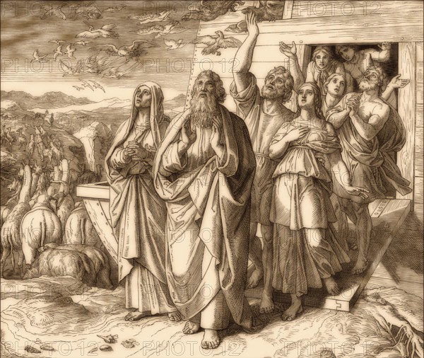Noah Exits the Ark, Old Testament, by Julius Schnorr von Carolsfeld, 1860