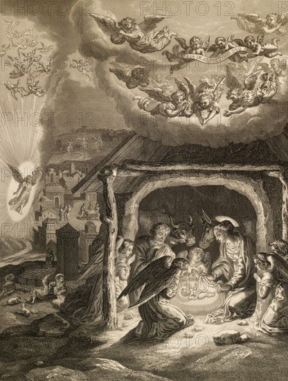 The Birth of Jesus Christ, 1853, Steel engraving digitally restored