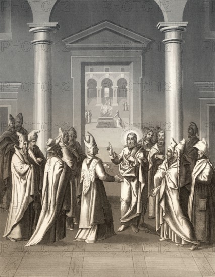 The Great Commandment, New Testament, steel engraving 1853, digitally restored