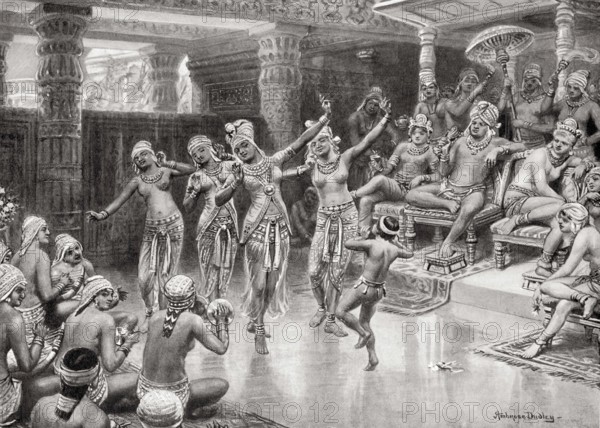 Artist impression of Gautamiputra Satakarni celebrating victory over Nahapana