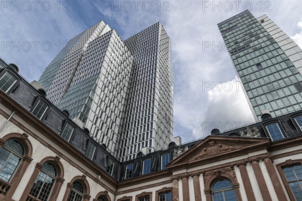 Contemporary Skyscrapers in the financial district, Frankfurt am Main, Hesse, Germany, July 2017, Europe