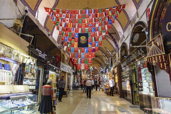 Shops inside Grand Bazaar in Istanbul, one of the largest and oldest covered markets in the world