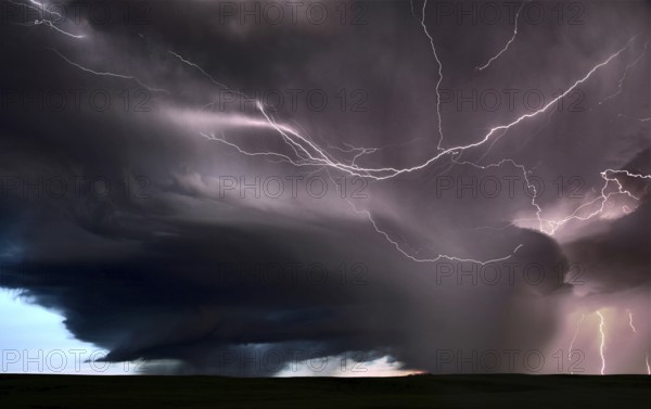 Lightning Storm Clouds Canada Saskatchewan Dramatic Summer