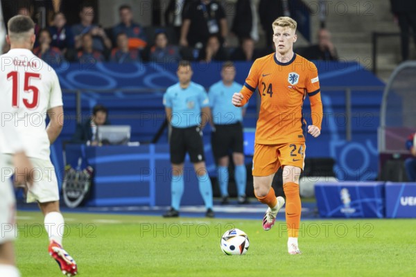 BERLIN, GERMANY - JULY 6, 2024: Euro 2024 quarterfinal match Nederlands vs Turkey (Turkiye) 2:1. In action Jerdy Schouten.