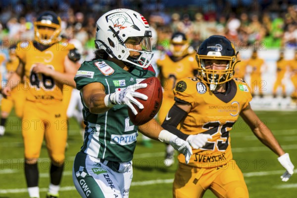 German Football League, Game: Schwäbisch Hall Unicorns, Munich Cowboys in the Optima Sportpark in Schwäbisch Hall Germany on 03. Aug. 2024