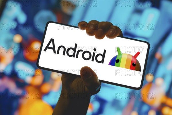 December 13, 2023, Brazil. In this photo illustration, the Android logo is displayed on a smartphone screen