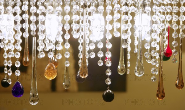 Colorful crystal strass lamp detail macro