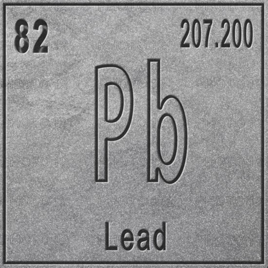 Lead chemical element, Sign with atomic number and atomic weight, Periodic Table Element, silver background