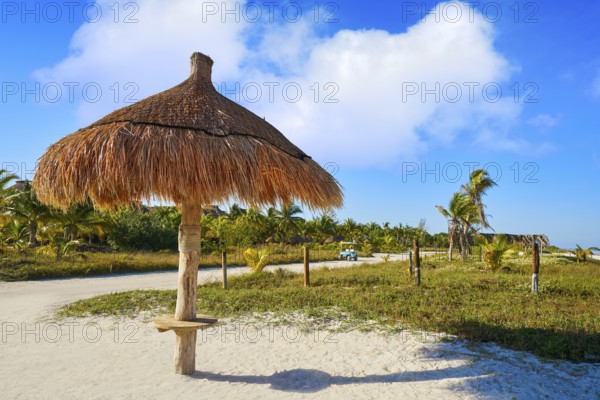 Holbox Island beach sunroof palapa in Quintana Roo of Mexico