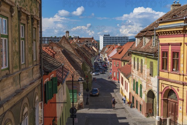 Street view of Sibiu, Transylvania, Romania, Europe