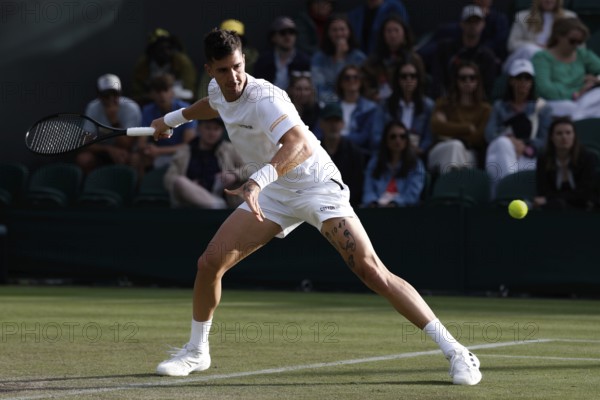 Australian tennis player Thanasi Kokkinakis in action at the 2024 Wimbledon Championships, London, England, United Kingdom, Europe