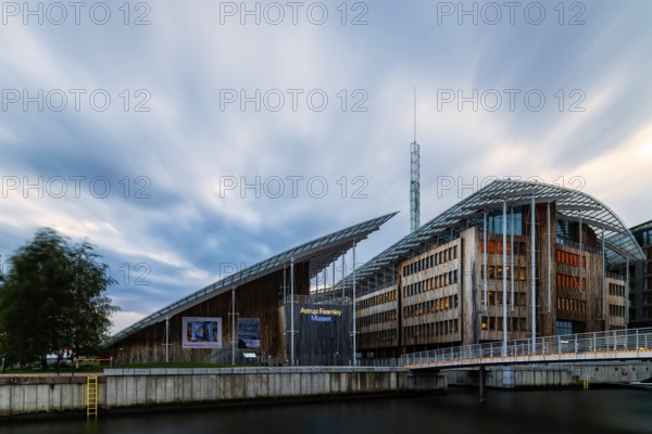 Oslo, Norway, August 11, 2019: Astrup Fearnley Museum designed by Renzo Piano architect in Tjuvholmen quarter. Long exposure, Europe